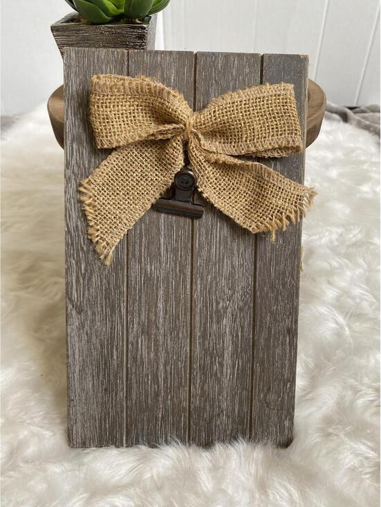 Other - Rustic Wooden Clipboard with Burlap Bow and Metal Clip
